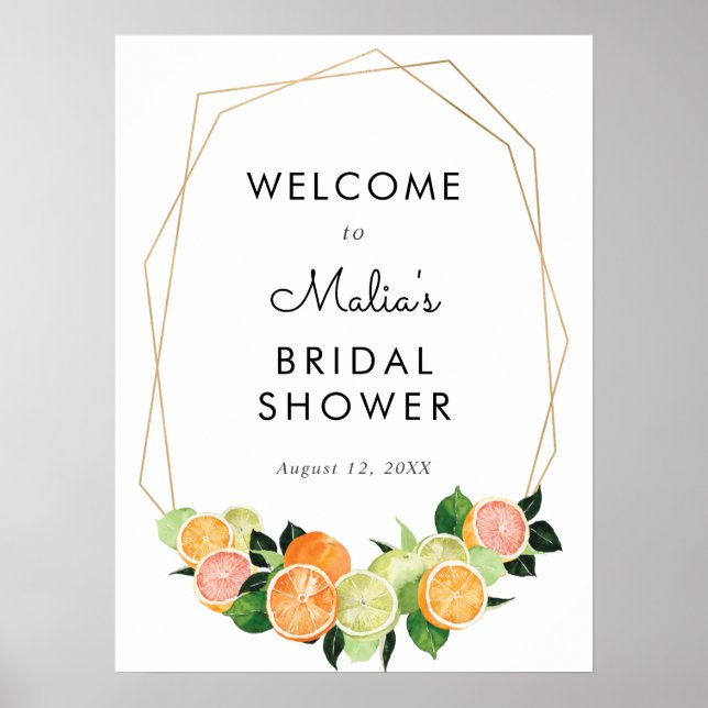 Póster Signo de bienvenida de la ducha de novia Citrus Fr (Frente)