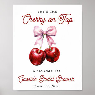 Póster Signo de bienvenida de la ducha de novia de cerezo