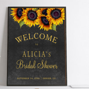 Póster Signo de bienvenida de la ducha de novia de oro de
