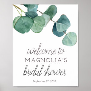 Póster Signo de bienvenida de la ducha de novia Eucalyptu