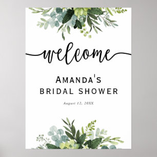 Póster Signo de bienvenida de la ducha de novia Eucalyptu