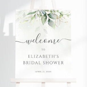 Póster Signo de bienvenida de la ducha de novia Eucalyptu