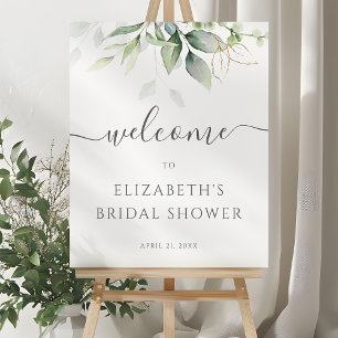 Póster Signo de bienvenida de la ducha de novia Eucalyptu