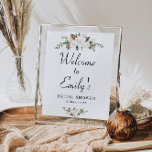 Póster signo de bienvenida de la ducha de novia floral co<br><div class="desc">bellas flores de acuarela de magnolia blanca. El texto y los colores de este poster de signos se pueden editar.</div>