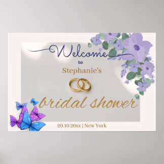 Póster signo de bienvenida de la ducha de novia floral mo