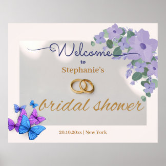 Póster signo de bienvenida de la ducha de novia floral mo