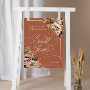 Póster Signo de bienvenida de la ducha de novia floral mo