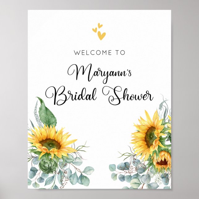 Póster Signo de bienvenida de la ducha de novia girasol (Frente)