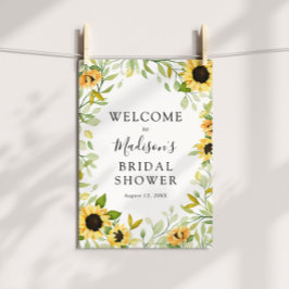 Póster Signo de bienvenida de la ducha de novia girasol