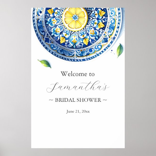 Póster Signo de bienvenida de la ducha de novia impreso e (Frente)