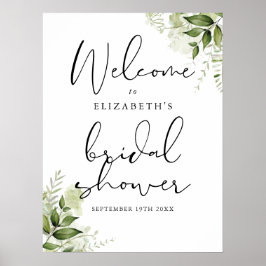 Póster Signo de bienvenida de la ducha de novia verde