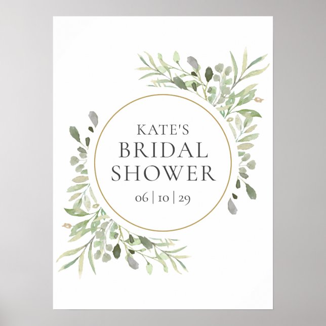 Póster Signo de bienvenida de la ducha de novia verde (Frente)