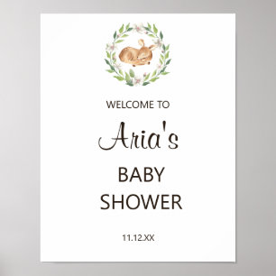 Póster Signo de bienvenida de la ducha de venado con sueñ