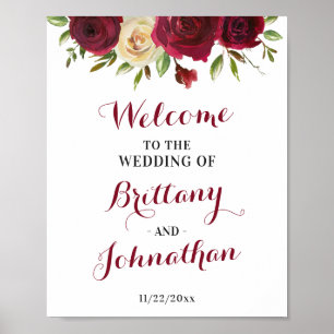 Póster Signo de bienvenida de la elegante boda de Marsala