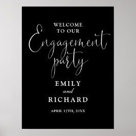 Póster Signo de bienvenida de la fiesta de compromiso bla