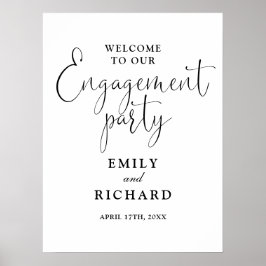 Póster Signo de bienvenida de la fiesta de compromiso bla