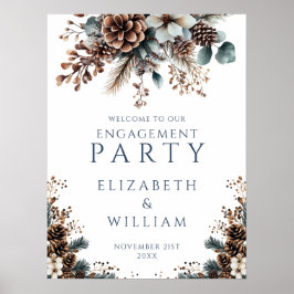 Póster Signo de bienvenida de la fiesta de compromiso flo