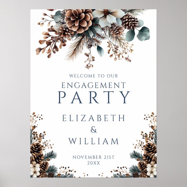 Póster Signo de bienvenida de la fiesta de compromiso flo (Frente)