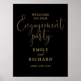 Póster Signo de bienvenida de la fiesta de compromiso neg