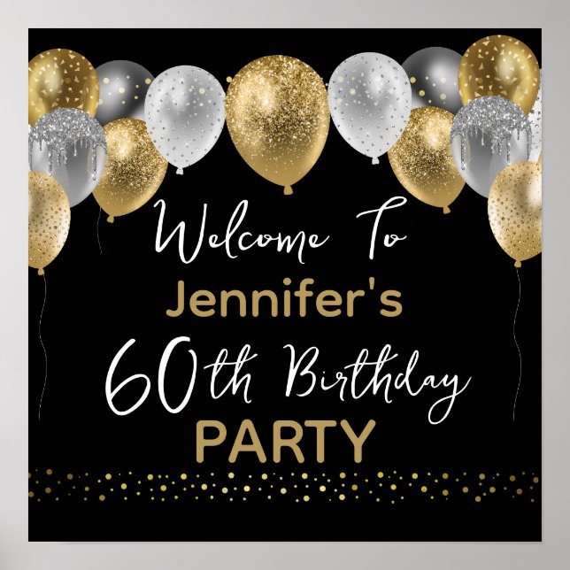 Póster Signo de bienvenida de la fiesta de cumpleaños 60 (Frente)