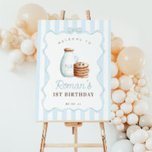 Signo de bienvenida de la fiesta de cumpleaños azu