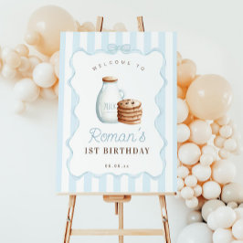 Póster Signo de bienvenida de la fiesta de cumpleaños azu