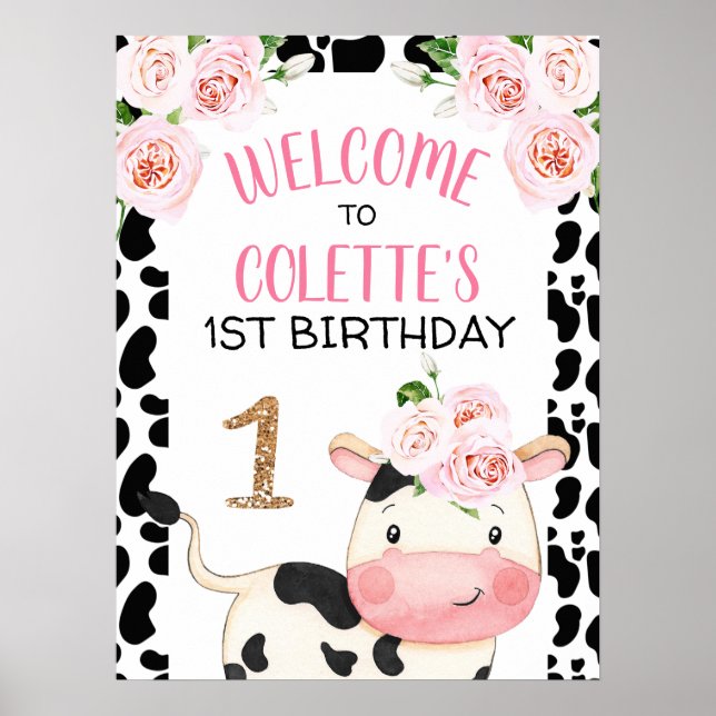 Póster Signo de bienvenida de la fiesta de cumpleaños de  (Frente)