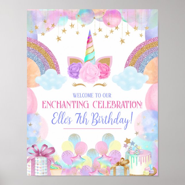 Póster Signo de bienvenida de la fiesta de cumpleaños de  (Frente)