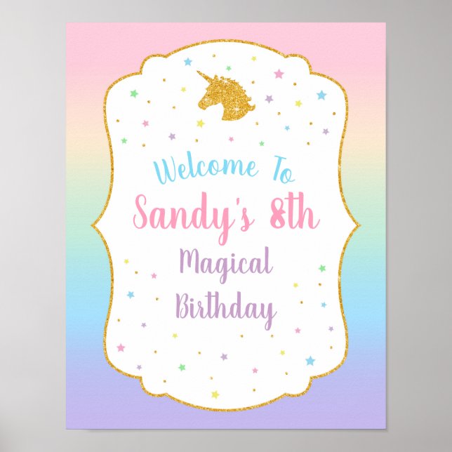 Póster Signo de bienvenida de la fiesta de cumpleaños de  (Frente)