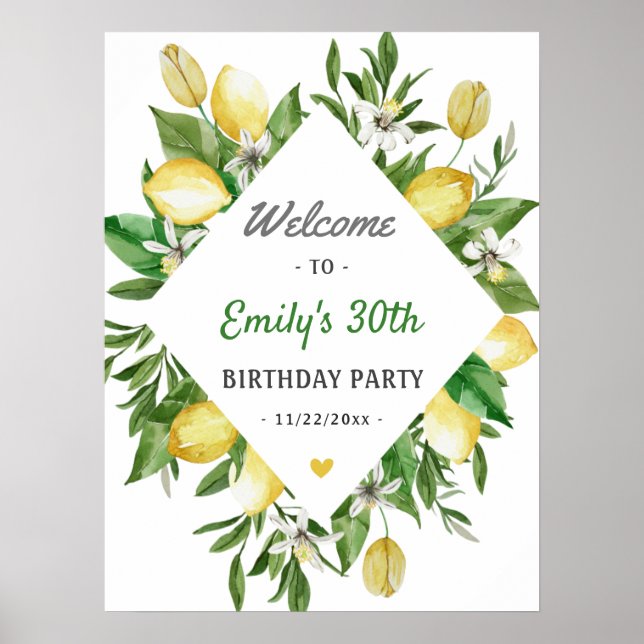 Póster Signo de bienvenida de la fiesta de cumpleaños del (Frente)