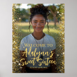 Póster Signo de bienvenida de la foto de 16 fiestas dulce