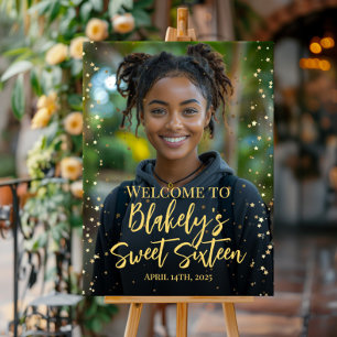 Póster Signo de bienvenida de la foto de 16 fiestas dulce