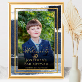 Póster Signo de bienvenida de la foto de Mitzvah con barr