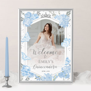 Póster Signo de bienvenida de la foto de Quinceanera Flor