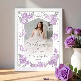 Póster Signo de bienvenida de la foto de Quinceanera Flor