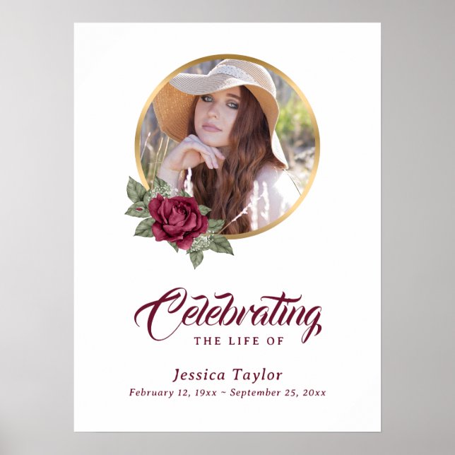 Póster Signo de bienvenida de la foto del funeral floral  (Frente)