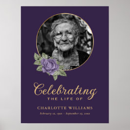 Póster Signo de bienvenida de la foto funeraria morada de