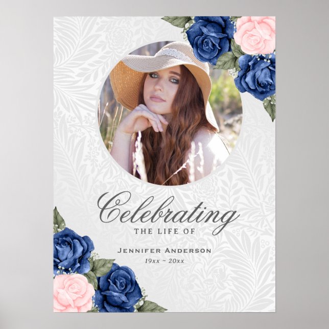 Póster Signo de bienvenida de la foto rosa azul de la cel (Frente)