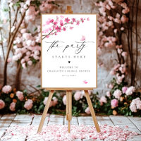 Signo de bienvenida de la mariposa rosa con flores