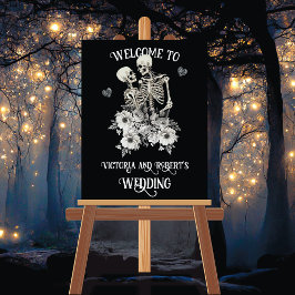 Póster Signo de bienvenida de la pareja de Bodas Skeleton