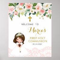 Signo de bienvenida de la primera comunión con flo