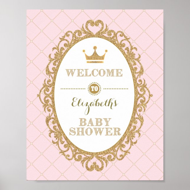 Póster Signo de bienvenida de la princesa real Baby Showe (Frente)