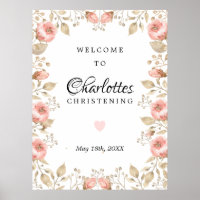 Signo de bienvenida de la Rosa floral rosa Gold Ch