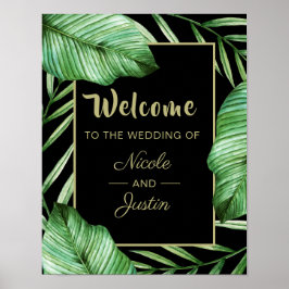 Póster Signo de bienvenida de la vegetación tropical