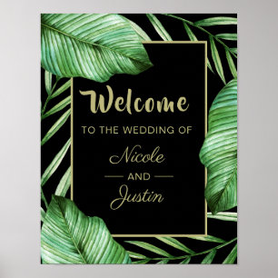 Póster Signo de bienvenida de la vegetación tropical