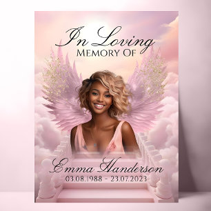 Póster Signo de bienvenida de las alas de ángeles rosas