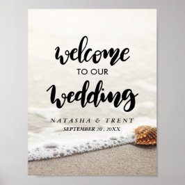 Póster Signo de bienvenida de las olas de playa Boda