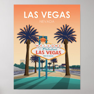 Póster Signo de bienvenida de Las Vegas Viaje de la Viñet