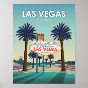 Póster Signo de bienvenida de Las Vegas Viaje de Vintage
