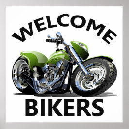 Póster Signo de bienvenida de los ciclistas